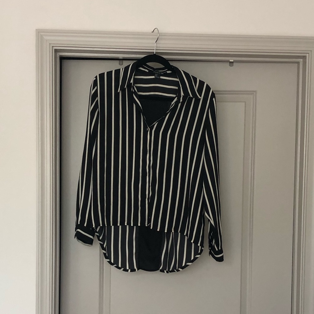Striped chiffon button-up